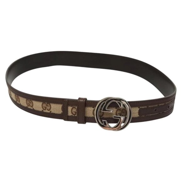 GUCCI GG Canvas Interlocking Belt 33.5"" Beige Brown - Picture 1 of 10